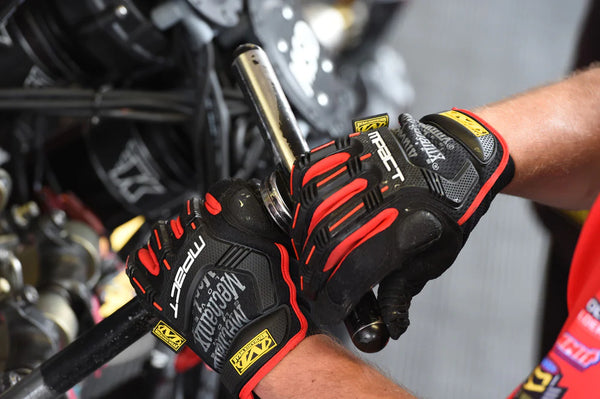 Black and red mpact gloves