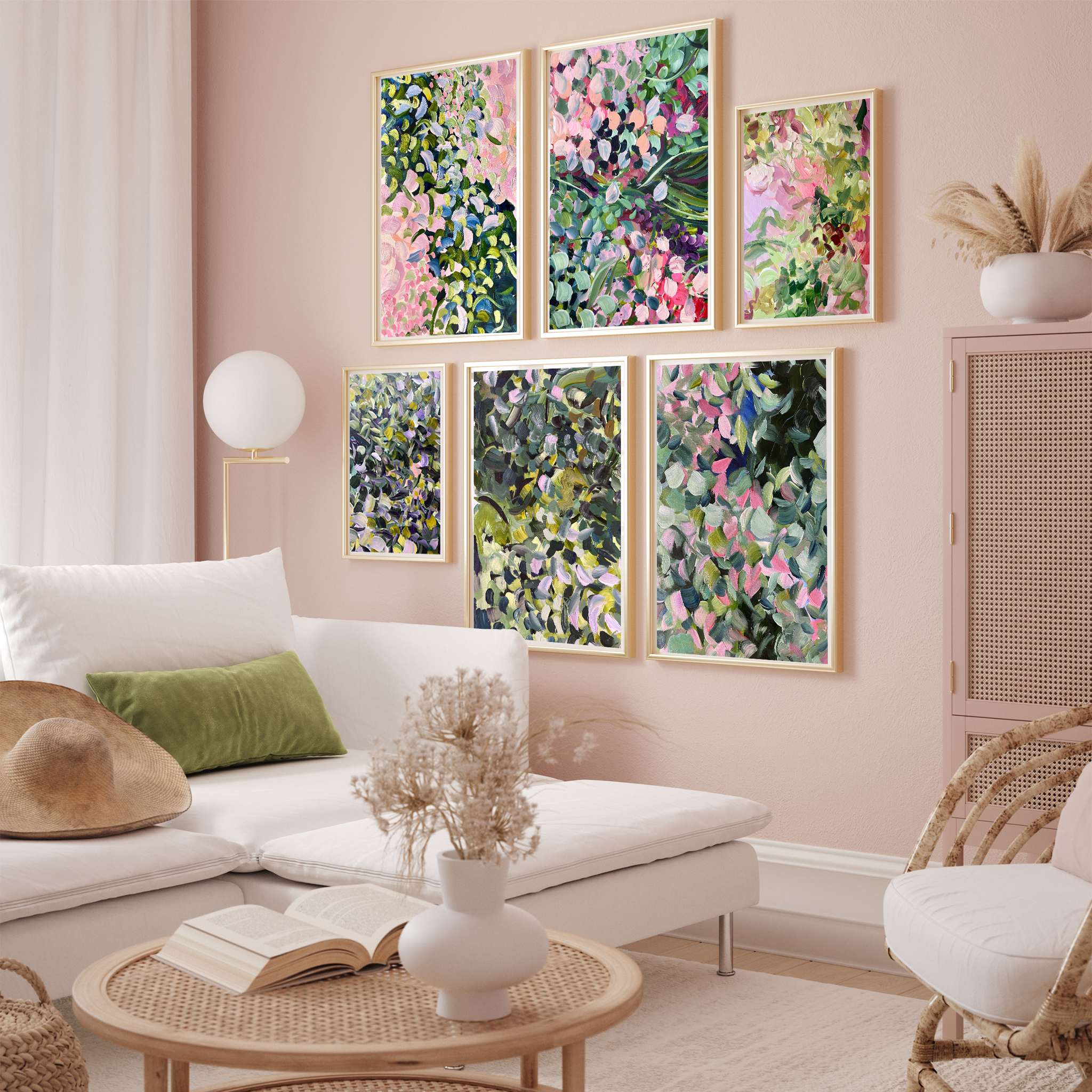 floral abstract painting gallery wall
