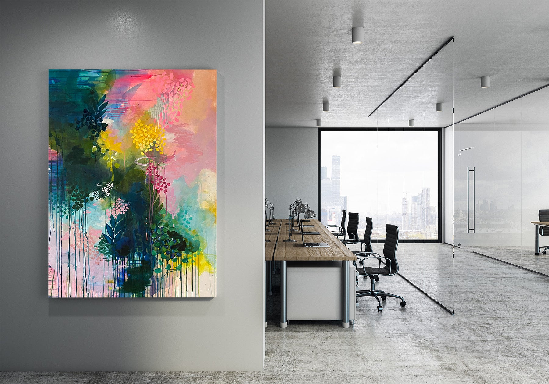 abstract painting in corporate office