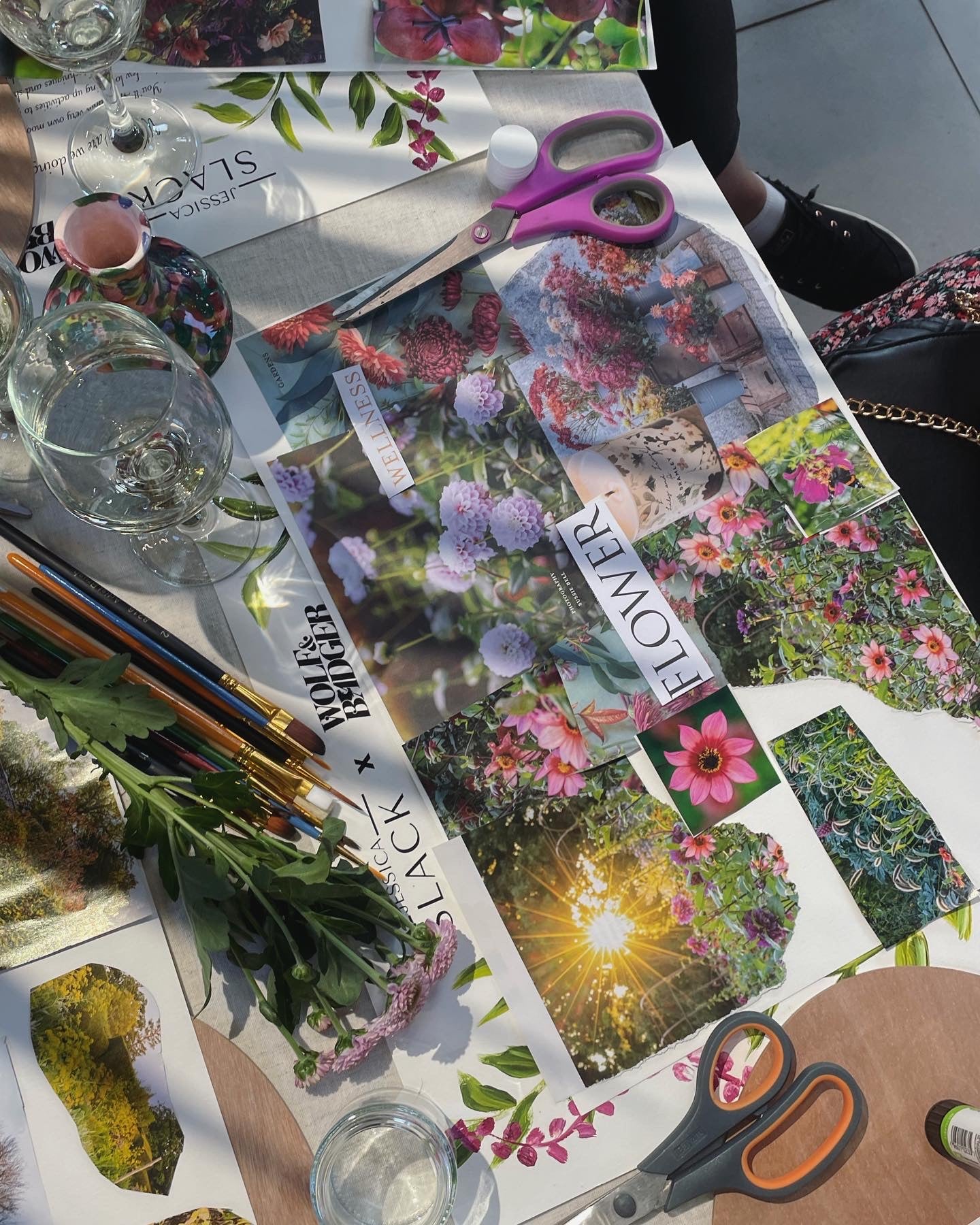 abstract floral workshop creating a moodboard