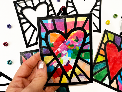 easy heart paper stained glass craft for kids