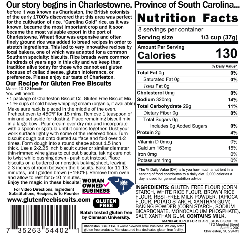 Gluten Free Biscuit Mix Nutrition Facts