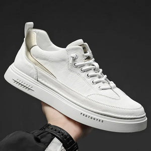 Fashion White Flat Skateboard Sneaker - DAPPER & CO. - All White Sneakers
