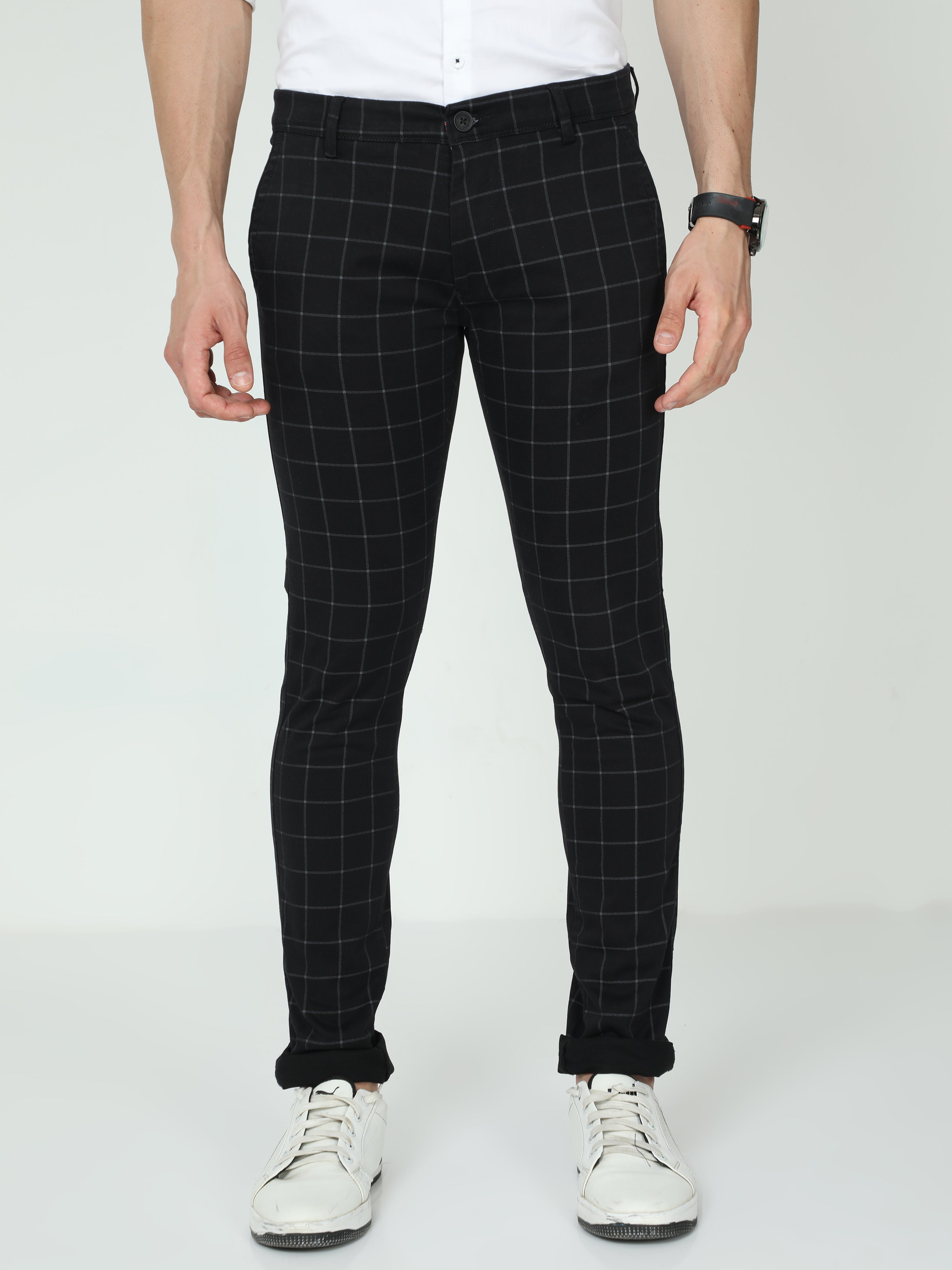 CRIMSOUNE CLUB Western Bottoms  Buy CRIMSOUNE CLUB Men Black Checked  Trousers Online  Nykaa Fashion