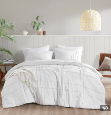 [Approval needed] Soft Washed Pleated Comforter Set, Pintuck Pleated Farmhouse Bedding Sets, All Season Lightweight, Cotton-Like Softness Pre-Washed Microfiber Bed Set, Sham, Christmas Gift