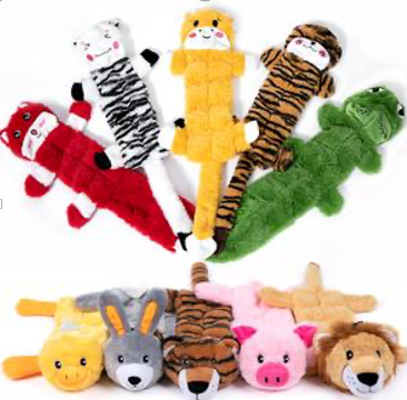Nocciola 10 PCS Crinkle Dog Squeaky Toys with Double Layer Reinforced Fabric, Durable Plush Dog Toys, No Stuffing Body Dog Toy Set for Small to Large Dogs (10PCS 90 squeakers, Jungle Series5)