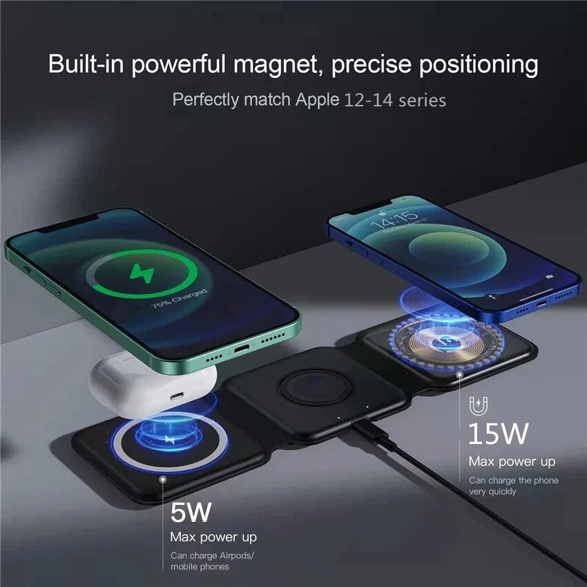 New Magnetic Wireless Chargers 3 in 1 Multiple Devices
