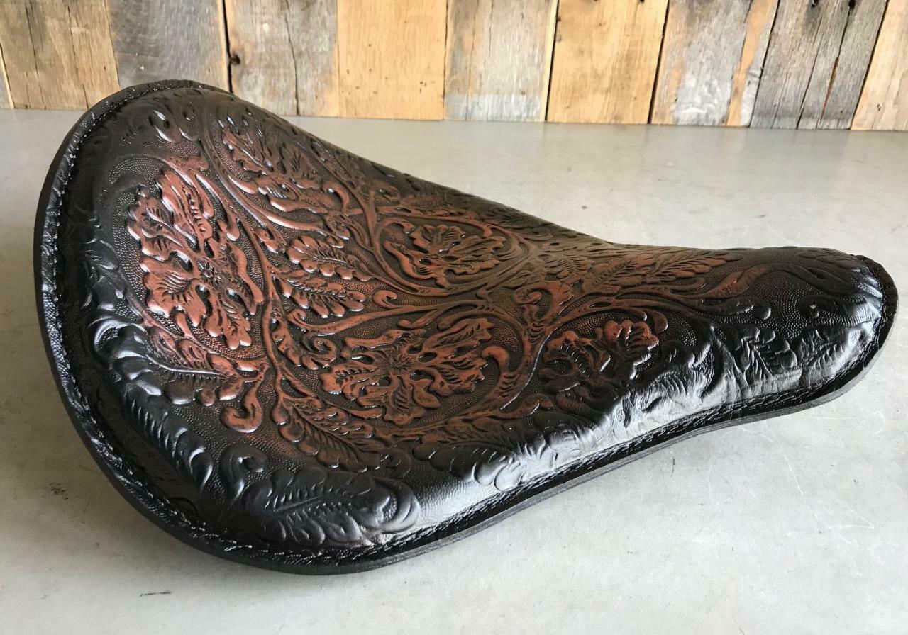 Tank Bib 2004-2022 Harley Sportster Antique Brown Tooled Leather