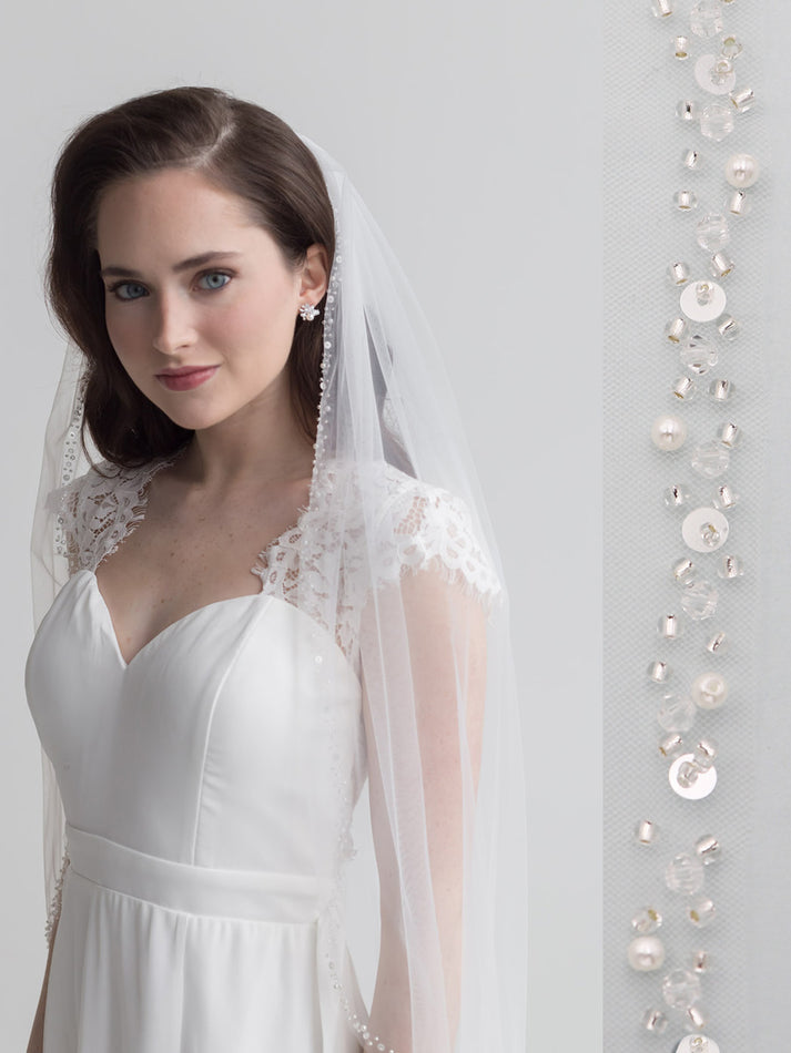 Buy Bridal veil with pearls, Pearl wedding veil - AUGUSTE at  floraljewellery for only €90.00