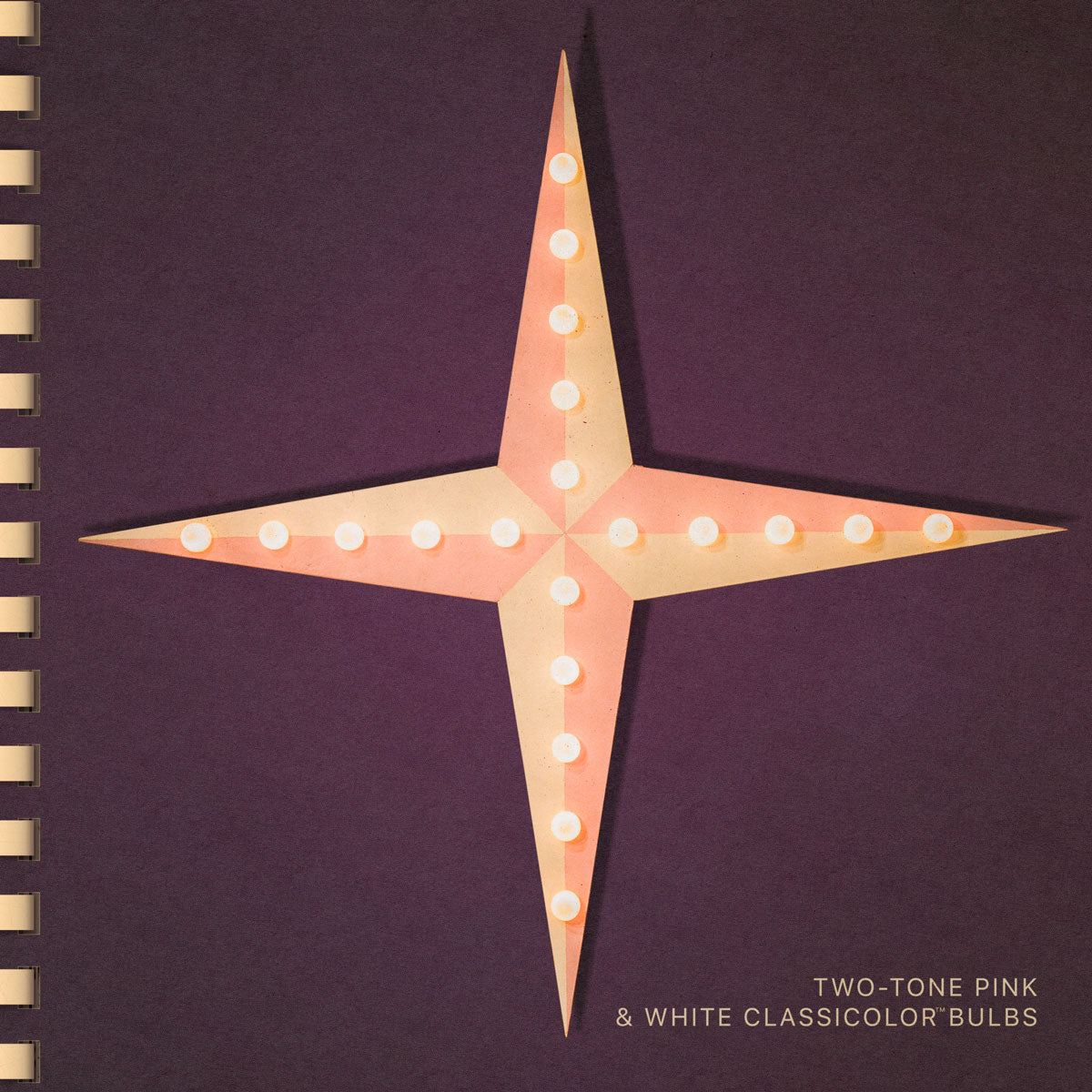 4-point star with pink and white lights