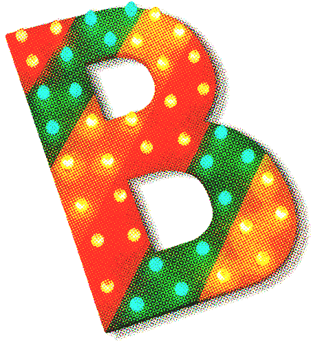 vintage style sign of the letter "B" with light bulbs