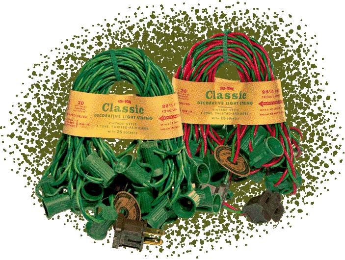 Tru-Tone Classic Decorative Light Strings in two-tone green and red and green with twisted pair wires