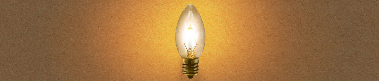 Illuminated Tru-Tone C9 vintage-style clear light bulbs