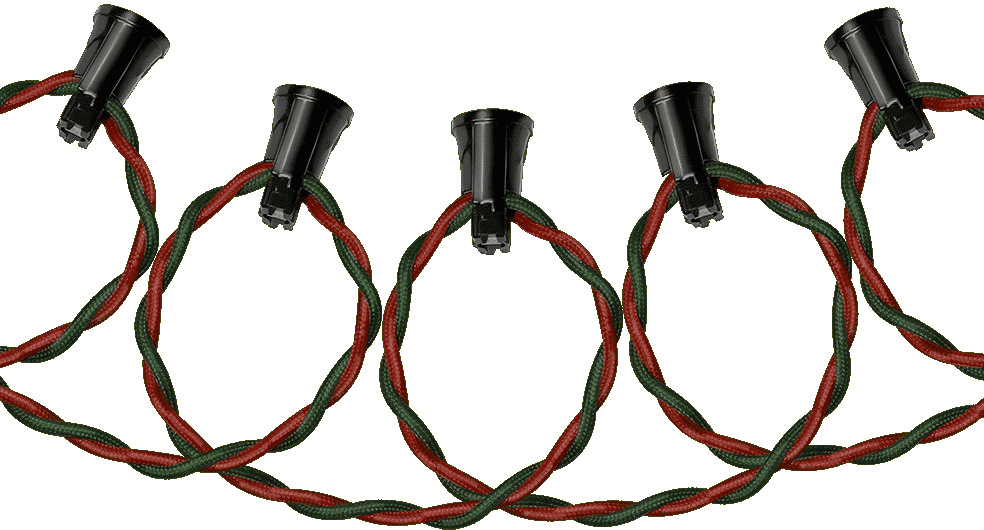 Tru-Tone e12 light string with red and green fabric-covered wires