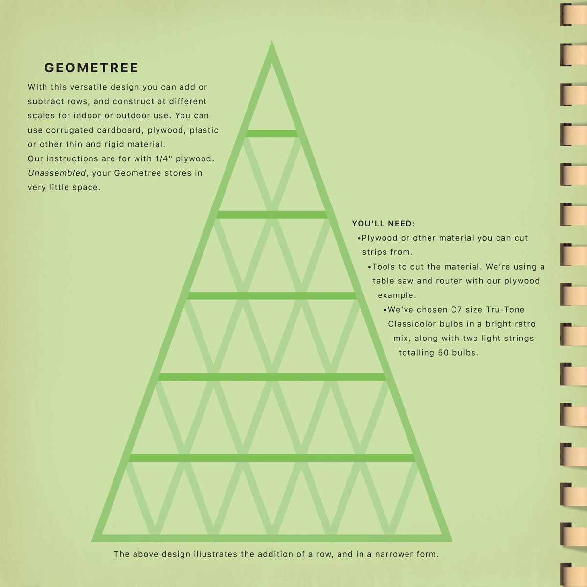 diagram for mid-century DIY geometric Christmas tree with lights