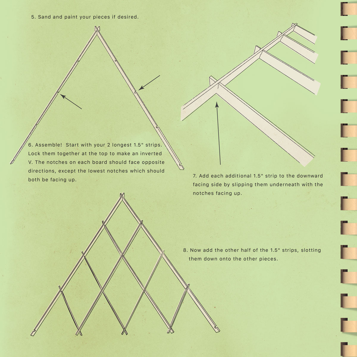 assembly instructions for retro DIY geometric Christmas tree with lights