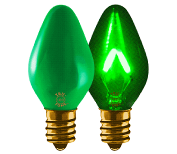 Green C7 Christmas Light Bulbs