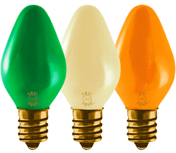 Green, White and Orange C7 Light Bulbs - Irish flag color for St Patricks Day decorations