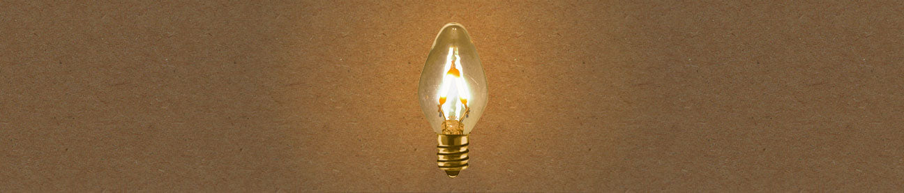 Illuminated Tru-Tone C7 vintage-style clear light bulbs