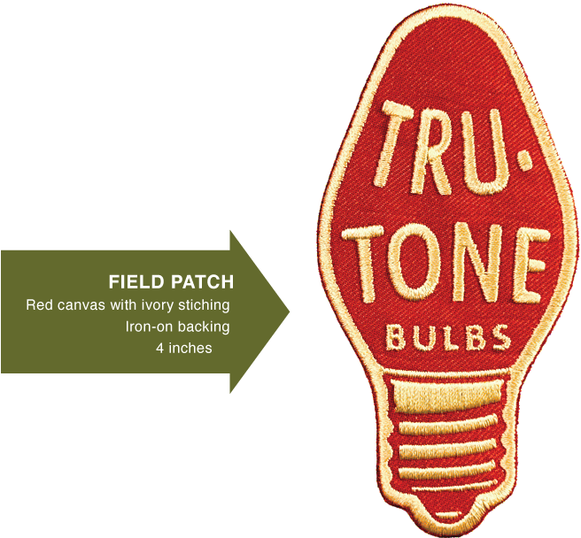 Tru-Tone Christmas light bulb logo woven patch