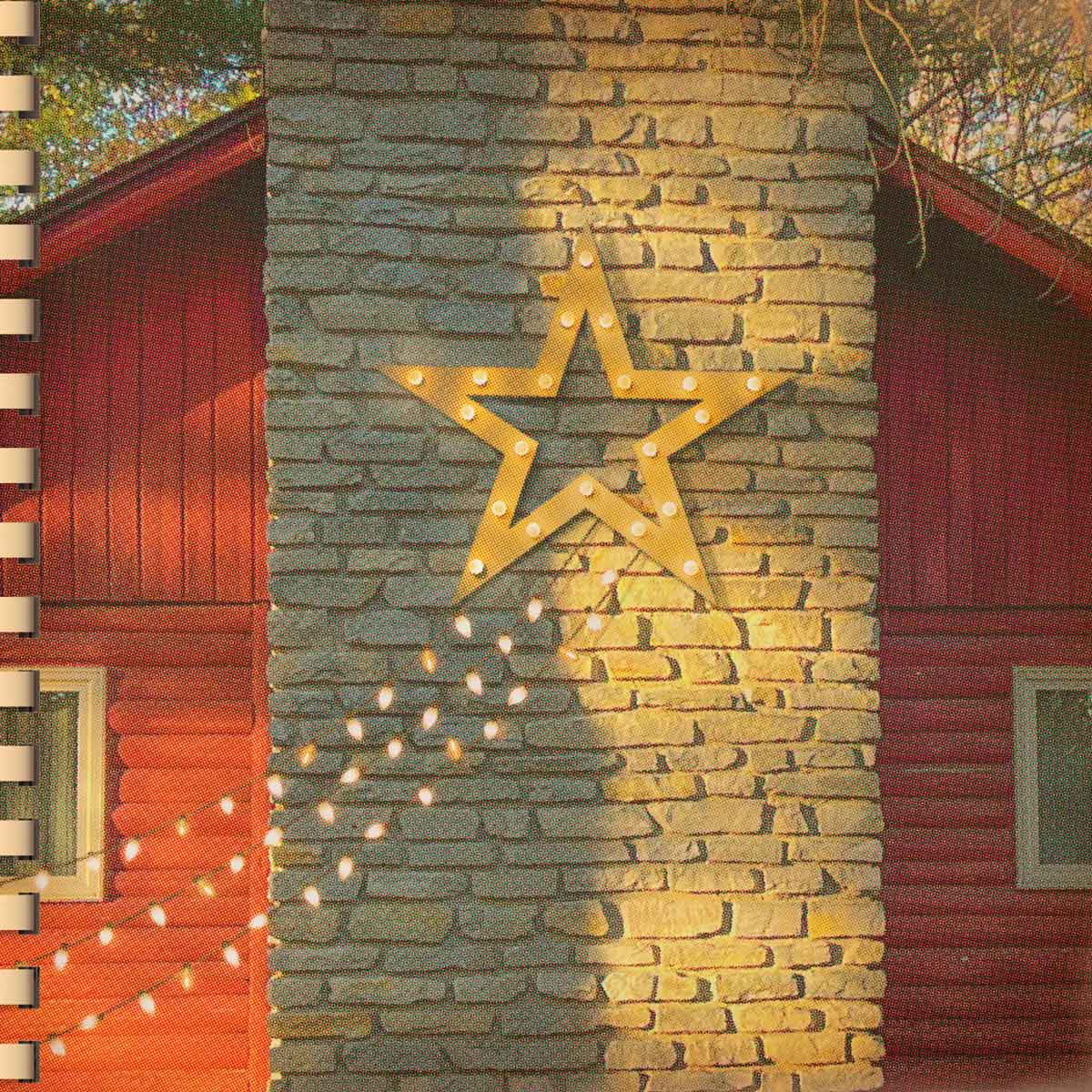 DIY shooting star outdoor decoration with Christmas lights