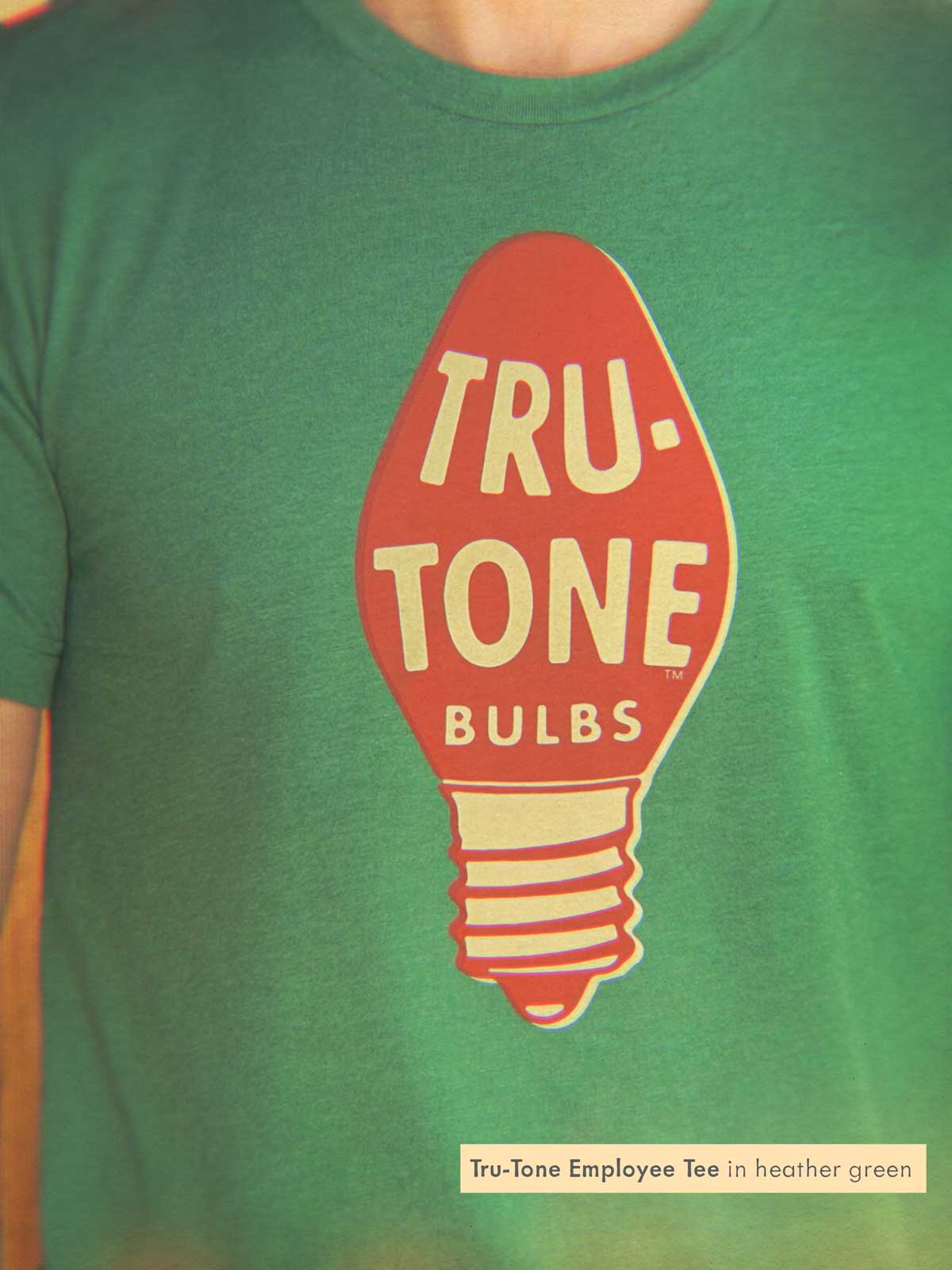 Green Tru-Tone Christmas Light Bulb Logo Tee Shirt