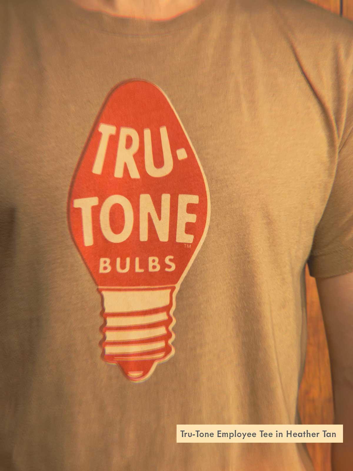 Tan Tru-Tone Christmas Light Bulb Logo Tee Shirt