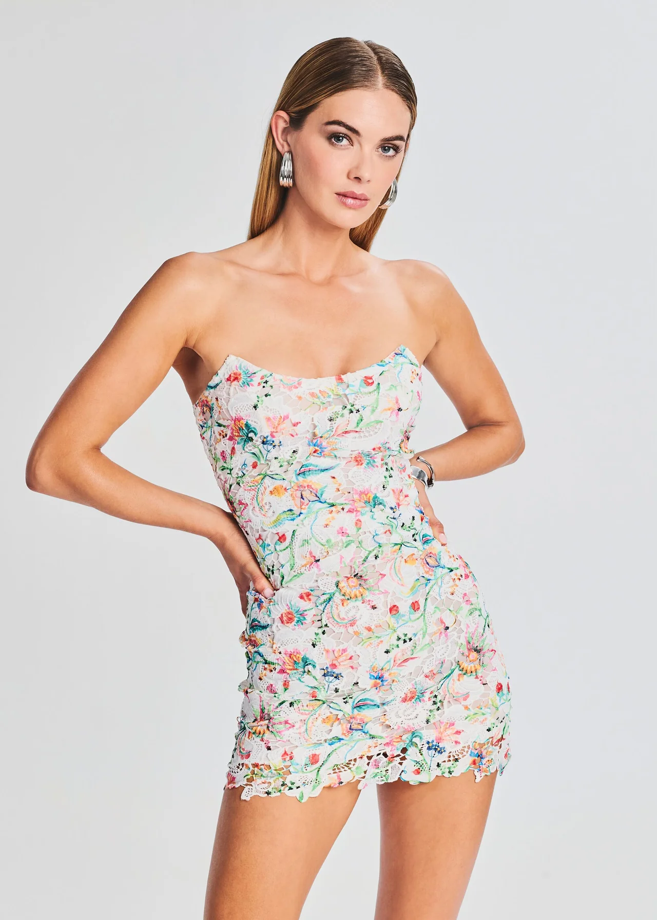 Eliza Lace Strapless Mini Dress