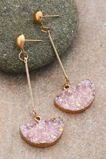 Pink Druzy Dangles
