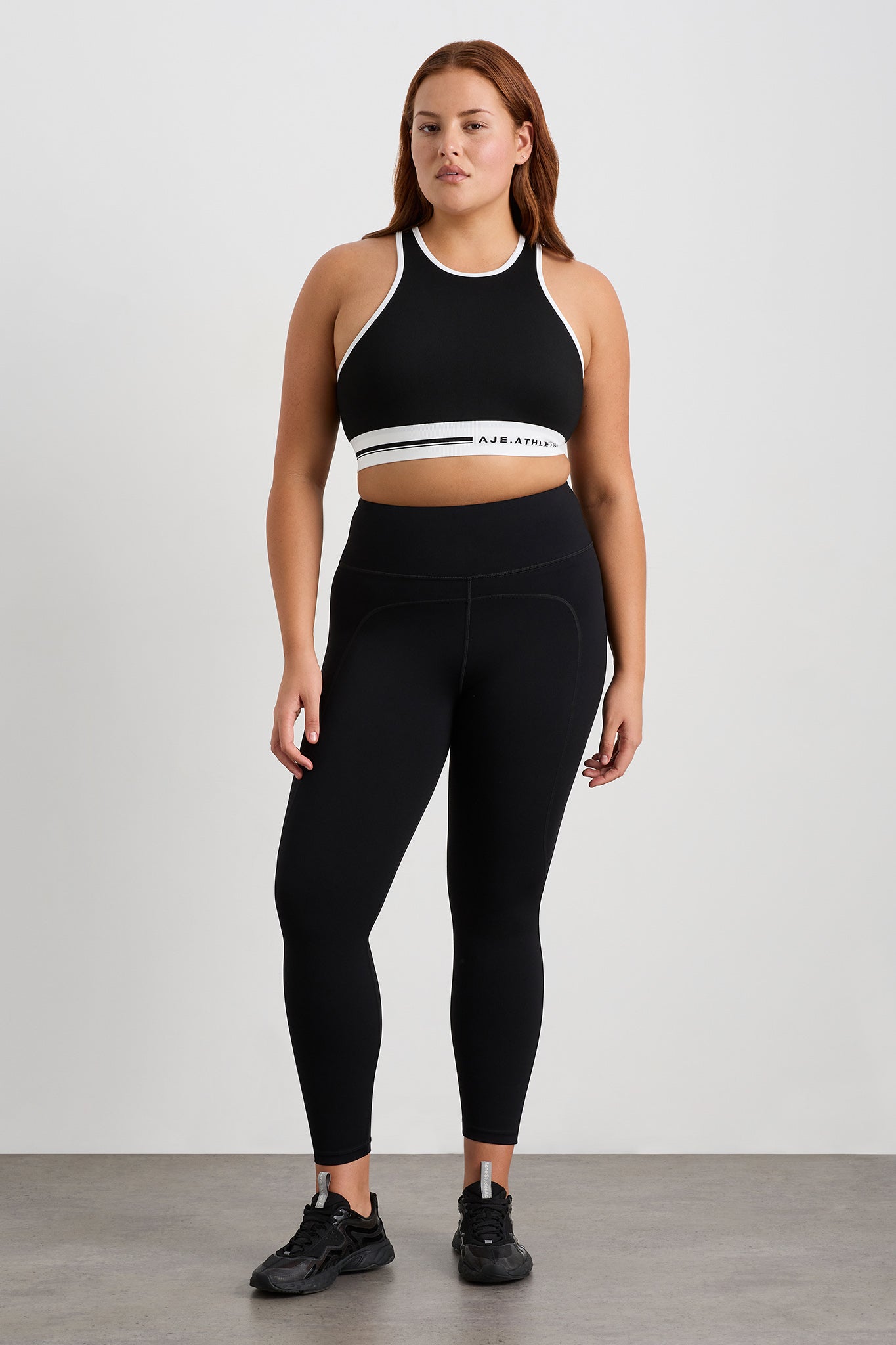 Plus Size Black Velvet Contrast Stripe Leggings | Yours Clothing
