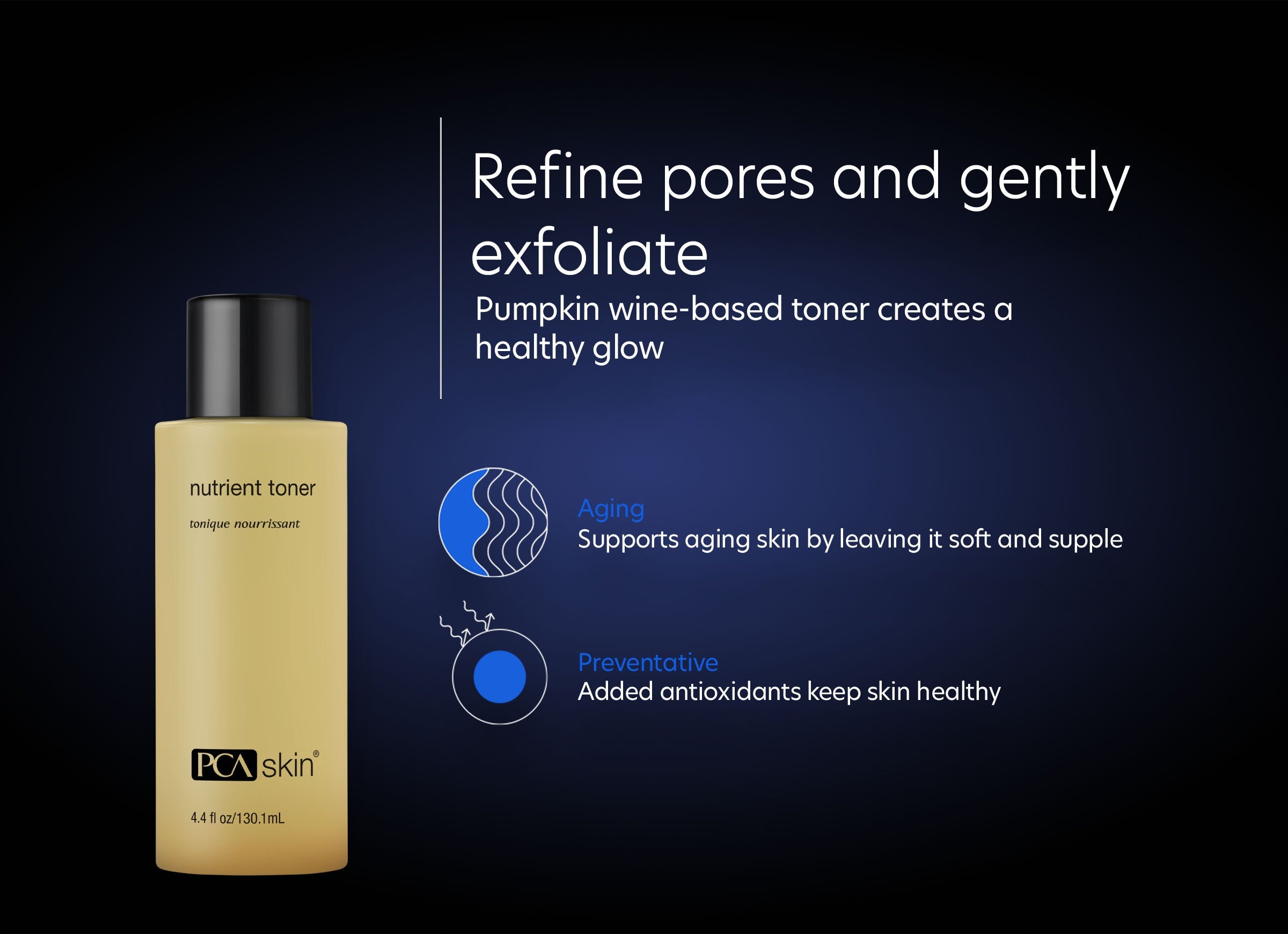 Nutrient Toner - Refine pores and gently exfoliate. Pumpkin wine-based toner creates a healthy glow.