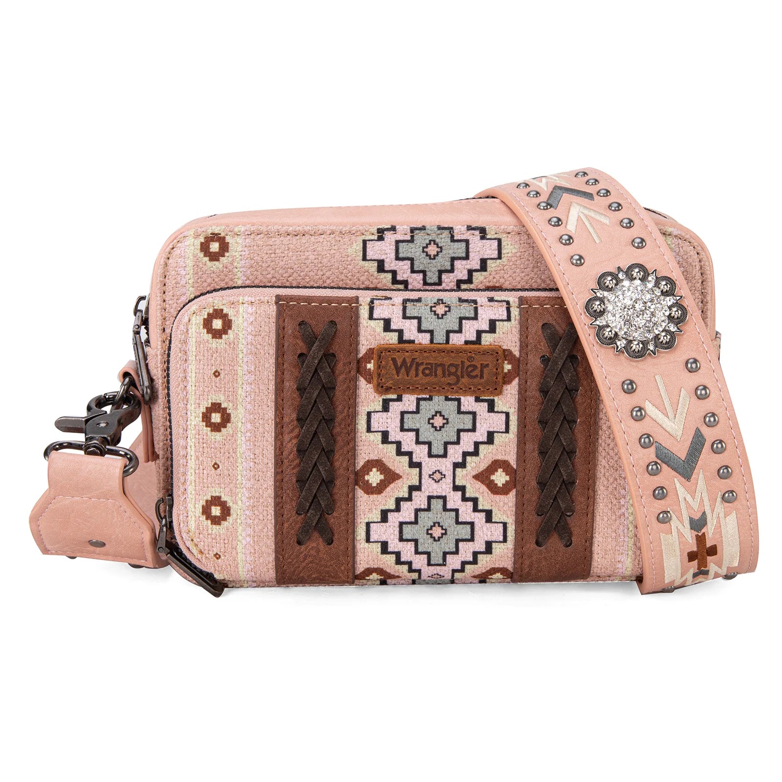 WRANGLER: Pink Aztec Crossbody