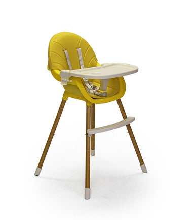 grey and yellow high chair