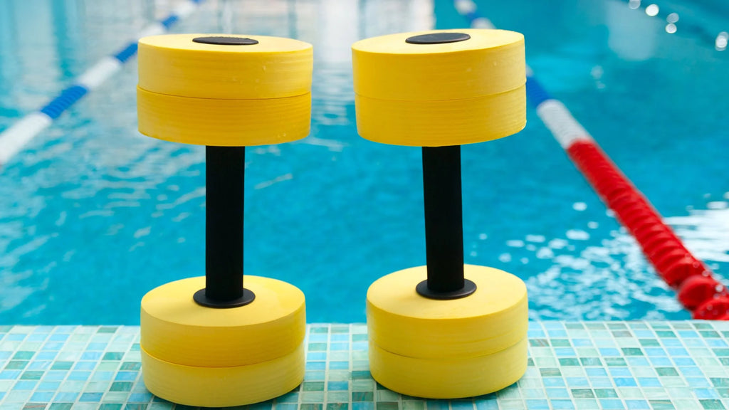 yellow aquatic swim dumbbells