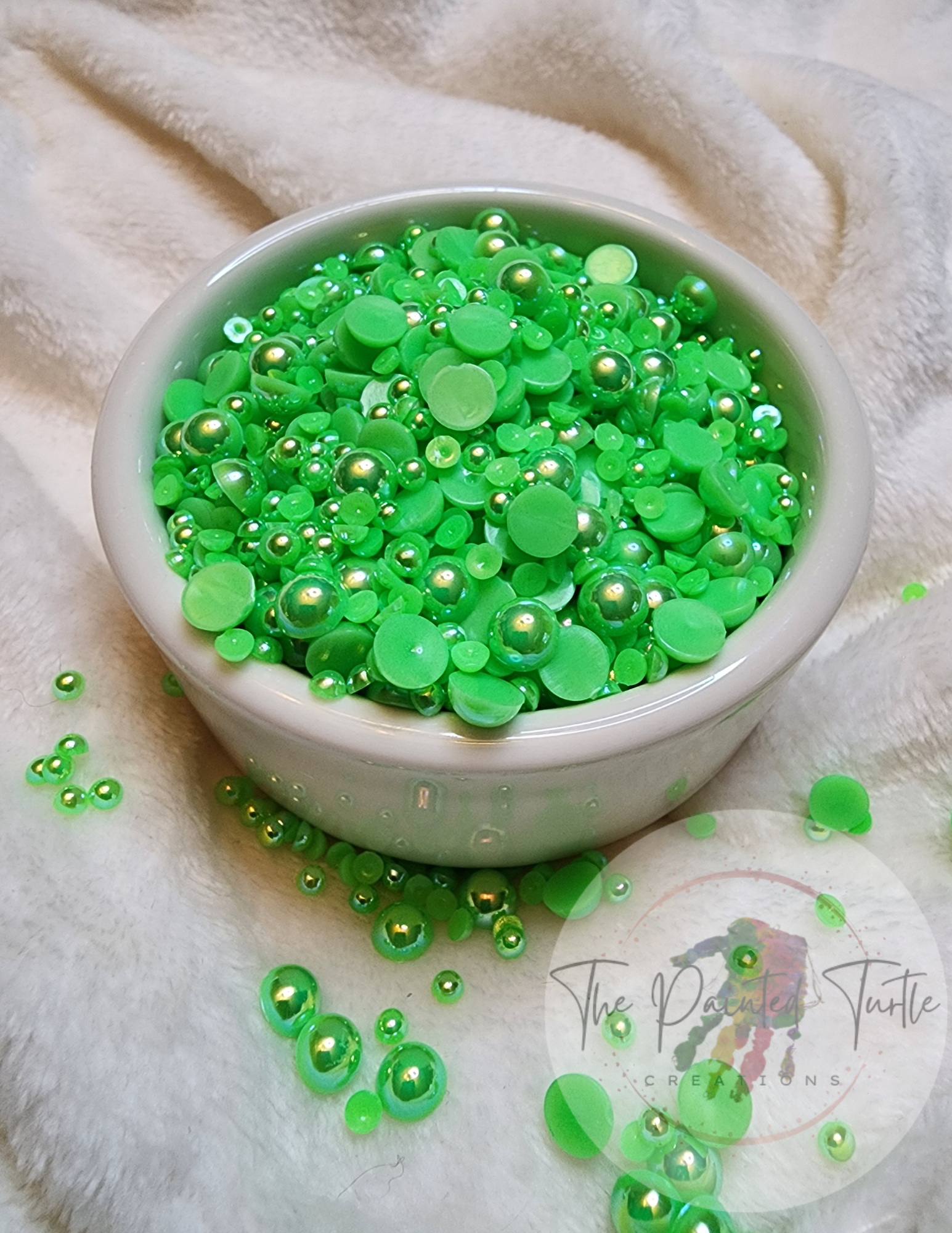 Green AB Mix Halfback Pearls - Non Hotfix - Flatback - Resin