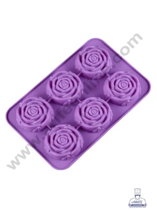 6 Cavity Roses Silicone Soap Mold, Soap Making Molds, Baking Tray