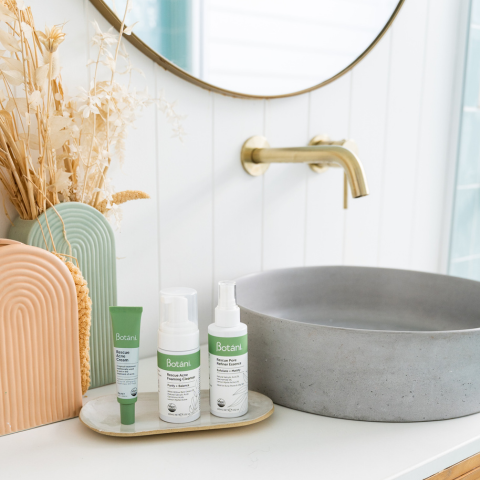 Rescue Acne Trio Pack by the sink