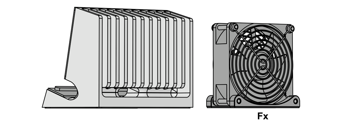 SVALT Cooling Dock model DHCR 2nd generation with noted Cooling Fan Fx diagram