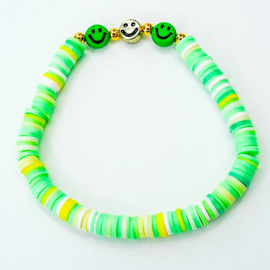 Yellow Clay Beaded Smiley Bracelet