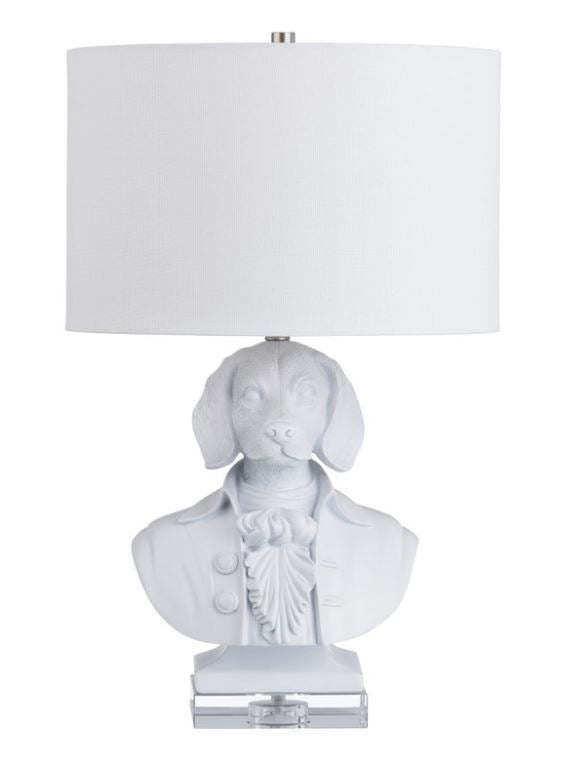 Beauchamp Whimsical Dog Bust Table Lamp, White