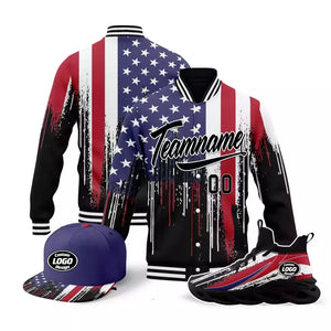 Personalized Flag Combo Offer, Custom Patriotic Sneaker, Jacket and Hat, Best Gift for Veteran and Patriot - Bacrelli