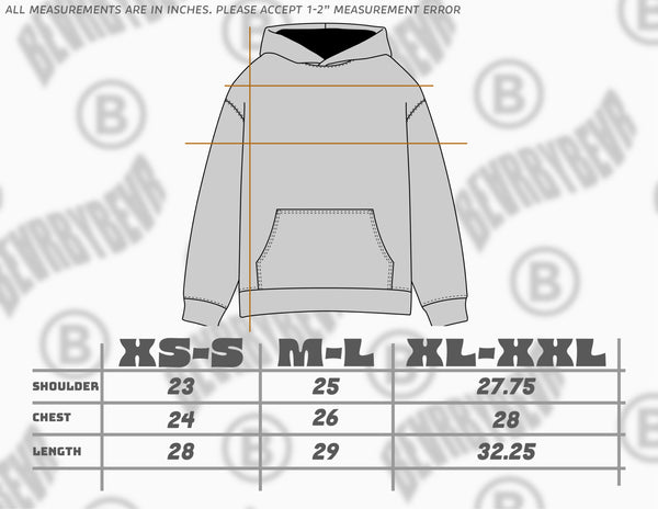 hoodie sizing chart