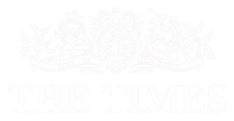 Logo of 'The Times' with ornate detailing and twin cherubs.