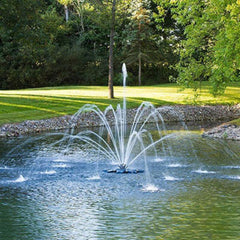 Airmax PondSeries Fountain - 1 HP Double Arch & Geyser Spray Pattern On Display