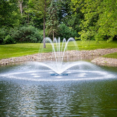Airmax PondSeries Fountain - 2 HP Blossom (Crown & Arch) Spray Pattern On Display