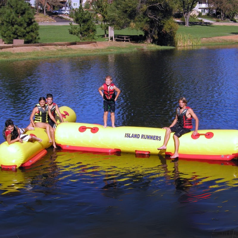 Island Hopper Runner Attachment - Kids posing on top of the inflatable attachment