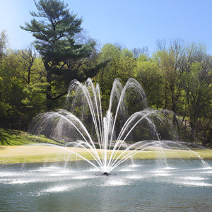 Kasco Mighty Oak Premium Fountain Nozzle - On Water Display with Trees at the Background