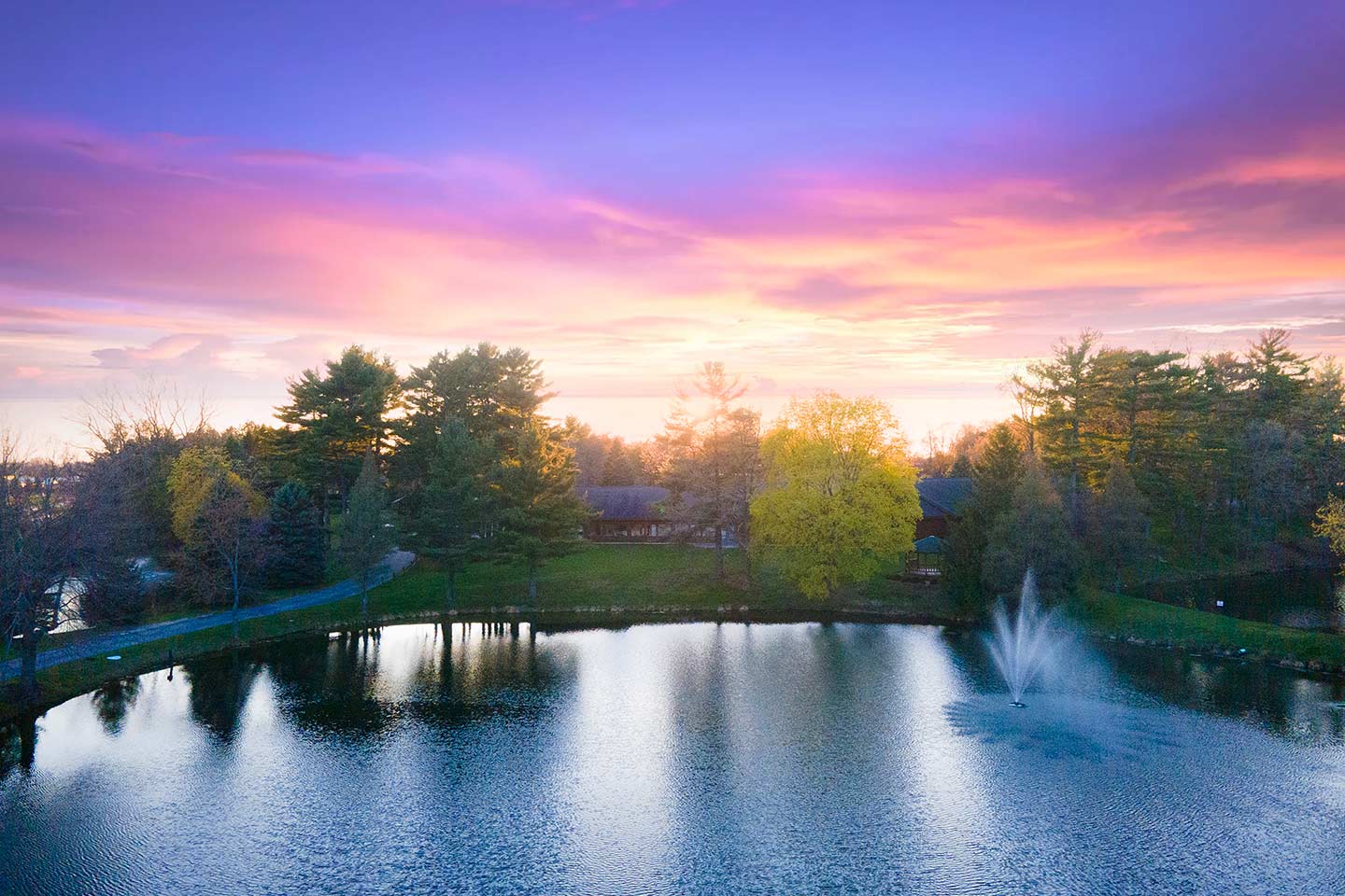 Scott Aerator Fountain With Sunset In View