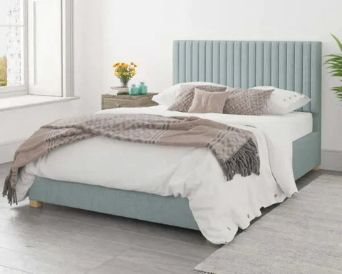 Teal upholstered bed