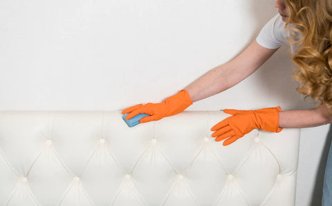 Cleaning upholstered bed and headboard